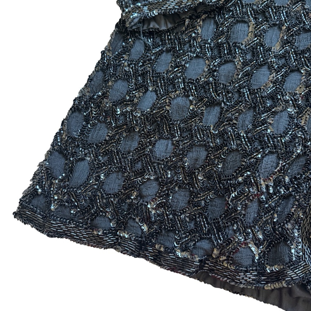 Vintage Scala Black Beaded Sequin Evening Jacket Art Deco Glam Cocktail Party L - Picture 2 of 9